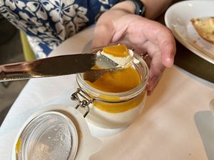 Mango jelly faux gras   at Studio Gauthier in London