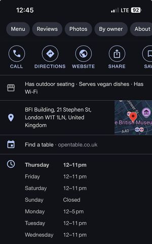Hours of businesss  at Studio Gauthier in London