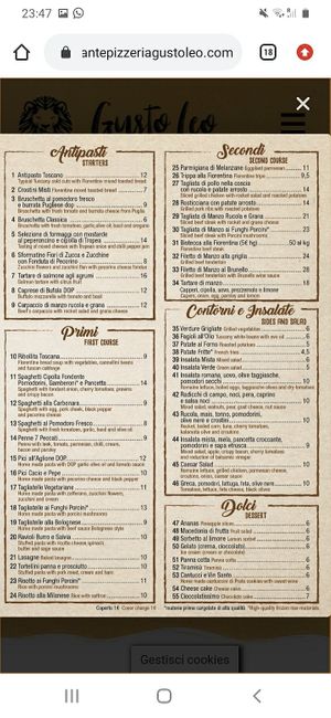 Menu 2 at Gusto Leo in Florence