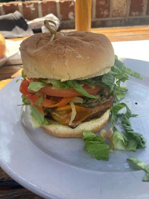 Beyond burger with vegan cheese  at Bay Street Biergarten in Charleston