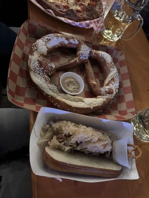 Vegan dog and vegan pretzel  at Schulz Bräu Brewing Company in Knoxville