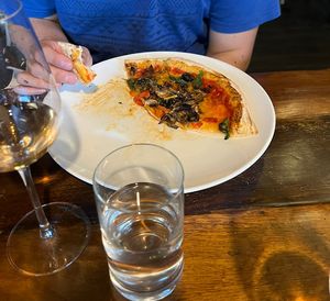 Vegetarian pizza with vegan cheesee  at Osteria in Matamata