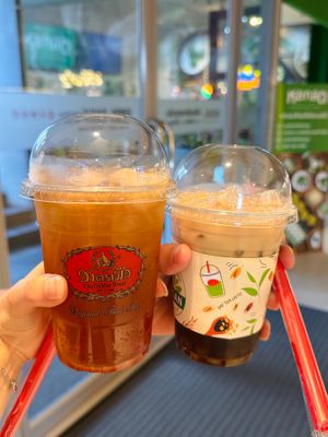 Tropical fruit tea (65 THB), Coffee vegan (75 THB) at Cha Tra Mue - Maya in Chiang Mai