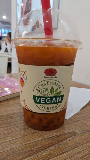 thai tea with surprise (to me!) boba, 30% sugar was enough for me : ) at Cha Tra Mue - Maya in Chiang Mai