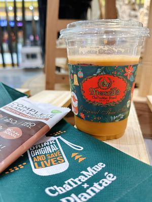 Thai tea plant based protein shake (95 THB)  at Cha Tra Mue - Central Festival in Chiang Mai