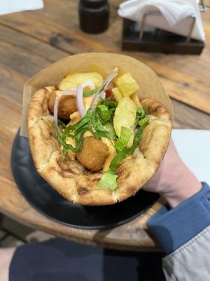 Beyond meat chicken nugget souvlaki €5  at Piperi Remastered in Naxos