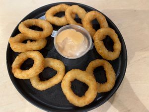 Onion rings  at Piperi Remastered in Naxos