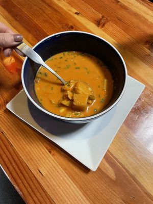 Red pepper and corn chowder  #Veganuary at Zest Kitchen & Bar in Salt Lake City