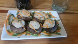 Mushrooms and cashew cheese at Zest Kitchen & Bar in Salt Lake City