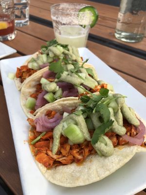 Jackfruit tacos and Jalapeño margarita  at Zest Kitchen & Bar in Salt Lake City