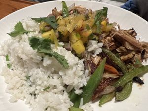 Jackfruit jerk plate   at Zest Kitchen & Bar in Salt Lake City