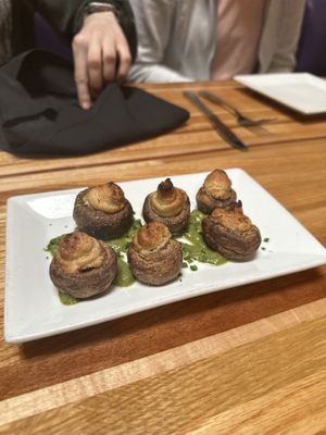 Stuffed mushrooms! So good.  at Zest Kitchen & Bar in Salt Lake City