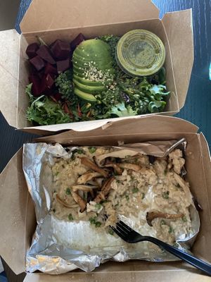 Mushroom Risotto and Superfood Salad (to go)  at Zest Kitchen & Bar in Salt Lake City