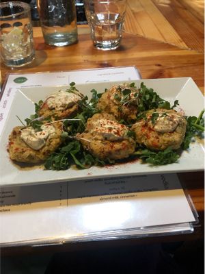 Jackfruit cakes  at Zest Kitchen & Bar in Salt Lake City