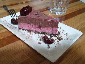 Cherry cheesecake at Zest Kitchen & Bar in Salt Lake City