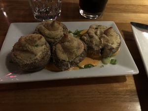 Baked mushroom caps at Zest Kitchen & Bar in Salt Lake City