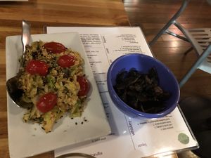 Grilled mushroom side & brussel sprout app at Zest Kitchen & Bar in Salt Lake City