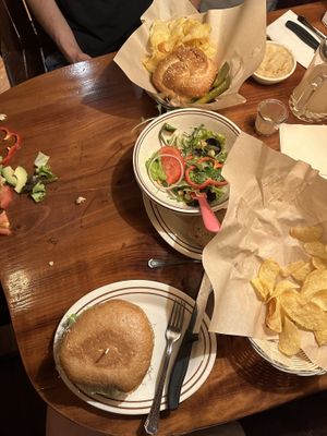 Sandwiches and saladd  at The Yellow Deli in San Sebastian