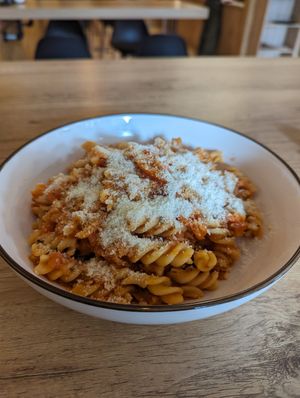 Vegan Bolognese at Cafe Bistro Simple in Donauwoerth