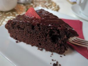 Chocolate cake at Barbarella Cafe in Aachen
