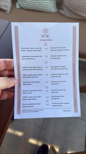 Lunch menu  at Attic Urban Rooftop in Athens