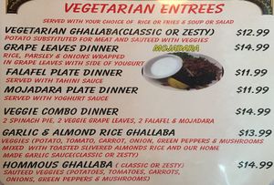 Veg dishes on menu at Makarios in Birmingham