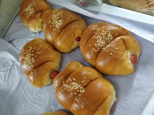 Mock sausage bun at Eastern Highland Healthy Cake House 东山 in East Singapore