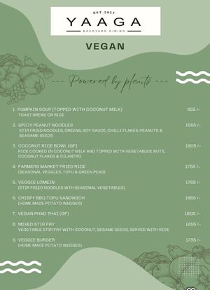 Menu December 2025 at YAAGA - BACKYARD DINING in Negombo