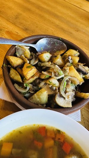 Ojakhuri mushrooms  at Restaurant Cozy Corner Kazbegi  in Stepantsminda