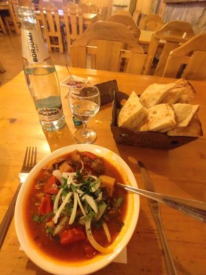 Aubergine and potato stew at Restaurant Cozy Corner Kazbegi  in Stepantsminda