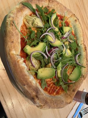 Veggie pizza with vegan cheese   at Vår Pizza - Klarabergsgatan in Stockholm