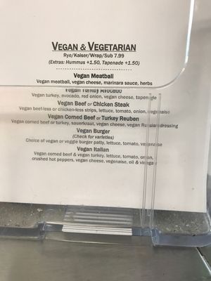 Vegan menu at Firehouse Deli in Gaithersburg