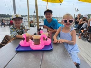 Look at these cuties having Rootbeer Floats.  You can even make them vegan! at Dockside Cafe in Harwich Port