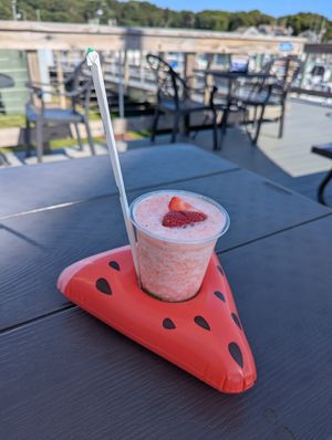 Cute with the fresh strawberry heart. ❤️ at Dockside Cafe in Harwich Port
