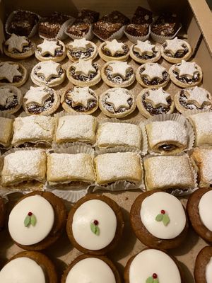 Vegan Christmas treats 
Mince pies
Apple strudel 
Christmas muffins  at Wapping Sourdough in East London