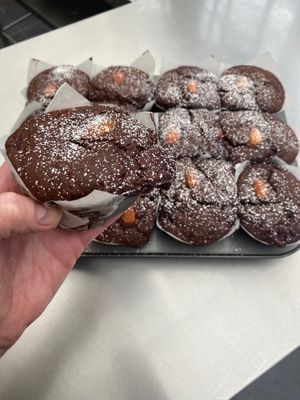 Chocolate cherry almond muffins  at Wapping Sourdough in East London
