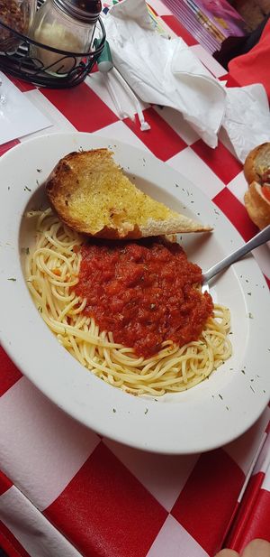 spaghetti with tomato sauce at Big O Pizza and Booze in Grand Rapids