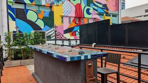 Level 2 oudoor seating at Clover Plant Based Kitchen & Bar  in Central Singapore