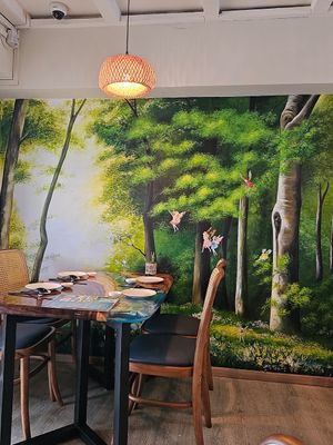 Wall painting at Clover Plant Based Kitchen & Bar  in Central Singapore