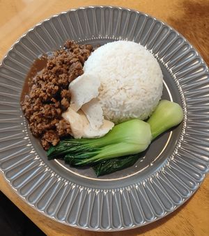 Taiwanese Braised Mince over Rice - 台湾卤肉饭 at Clover Plant Based Kitchen & Bar  in Central Singapore
