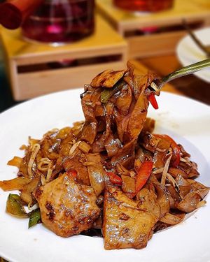 The best seller is this Beefless Fried Kway Tiao at Clover Plant Based Kitchen & Bar  in Central Singapore