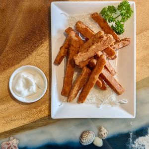 Vegan Spam Fries at Clover Plant Based Kitchen & Bar  in Central Singapore