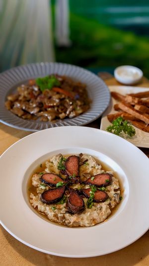Vegan Steamed Minced Meat with Salted Fish, Stir Fry Beefless Hor Fun, Spam Fries at Clover Plant Based Kitchen & Bar  in Central Singapore
