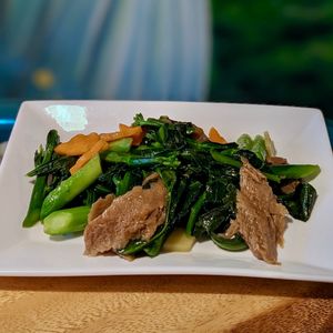 Vegan Beefless Stir Fry Kailan at Clover Plant Based Kitchen & Bar  in Central Singapore