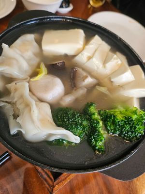 Special order Lotus Dumplings soup ~ 2/1/24 at Clover Plant Based Kitchen & Bar  in Central Singapore