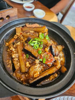 Claypot Eggplant ~ 2/1/24 at Clover Plant Based Kitchen & Bar  in Central Singapore