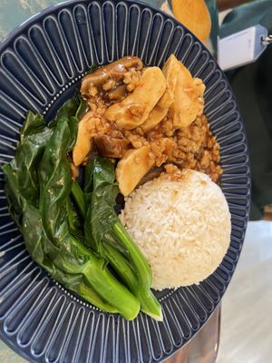 Taiwanese braised rice. Same sauce as the mince meat noodles  at Clover Plant Based Kitchen & Bar  in Central Singapore