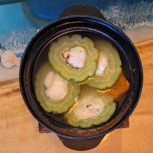 Vegan Stuffed Bitter Melon Soup at Clover Plant Based Kitchen & Bar  in Central Singapore