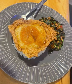 Rice with vegan egg  at Clover Plant Based Kitchen & Bar  in Central Singapore