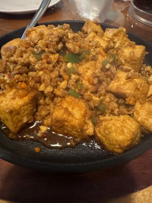 Spicy tofu with mince   at Clover Plant Based Kitchen & Bar  in Central Singapore